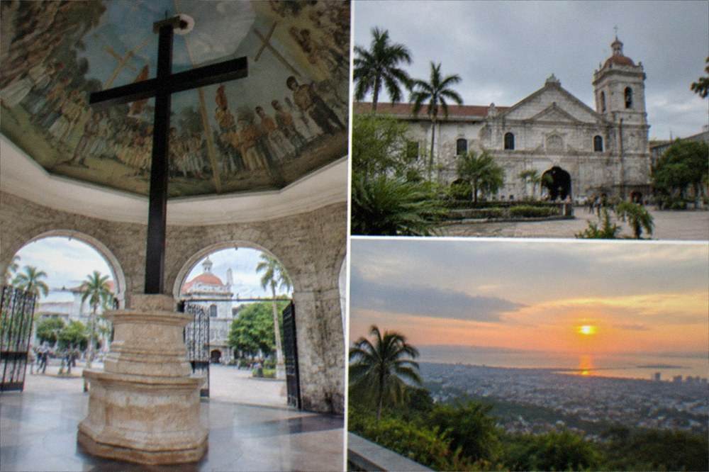 Sunset panorama of Cebu City and the channel seen from a hilltop lookout