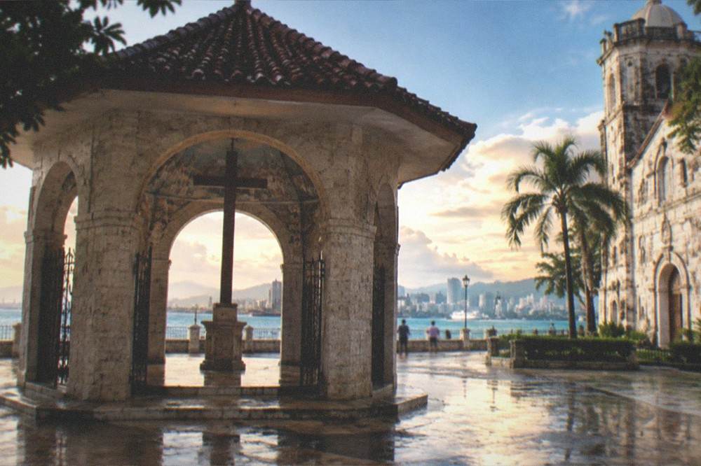 Evening lights of the Cebu City heritage district seen from across the water
