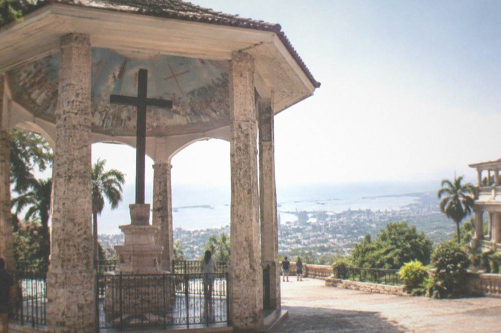 Grand colonnaded hilltop temple overlooking Cebu City and the sea