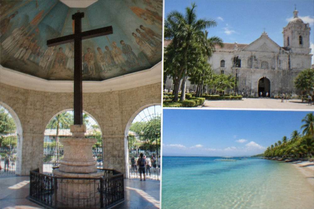A sunny beach on a Cebu island with calm shallow water