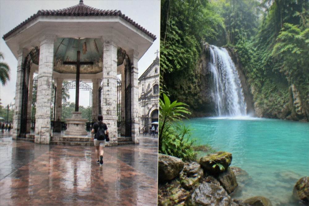 Turquoise waterfall pool framed by jungle at a Cebu highlands or falls site